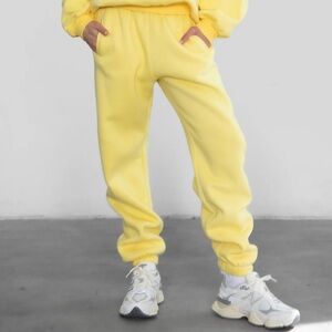 Tic Toc Plush Fleece High Waist Yellow Sweatpants
